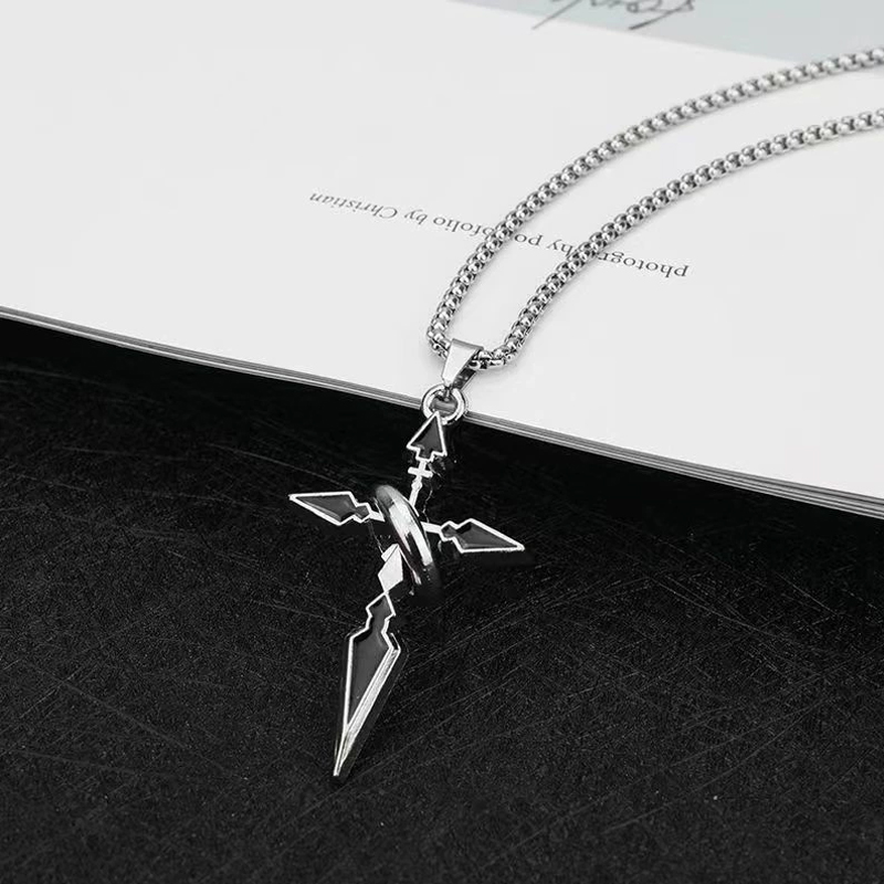SWIRLUXE SILVER BLACK CROSS NECKLACE