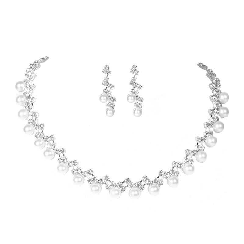SWIRLUXE SILVER PEARL WITH LIGHTNING DIAMOND DUO JEWELRY SET