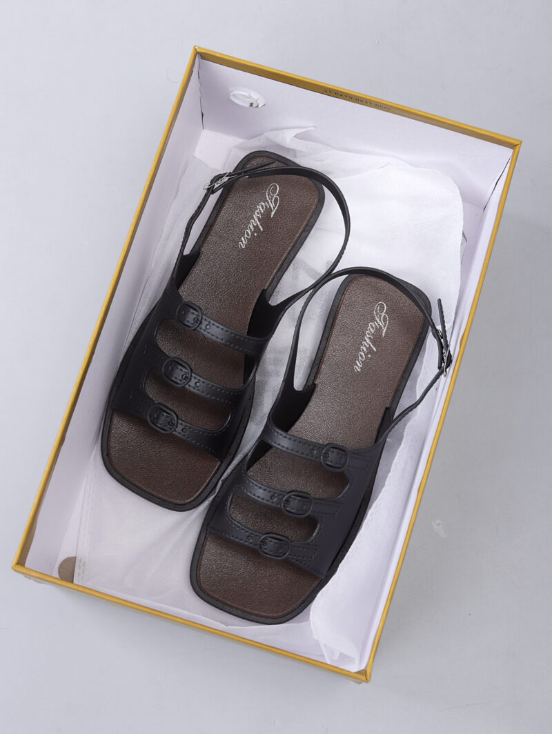 STOMPION CHOCOLATE DOUBLE BUCKLE FLATS - Image 4