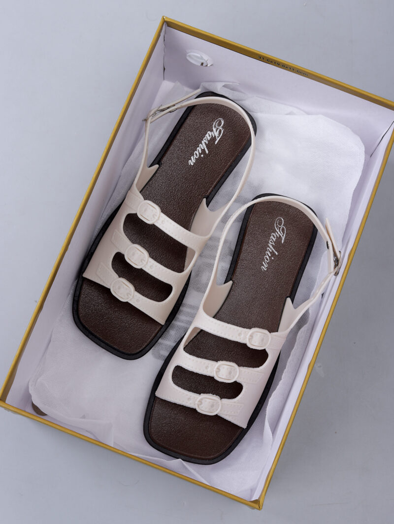 STOMPION CHOCOLATE DOUBLE BUCKLE FLATS - Image 5