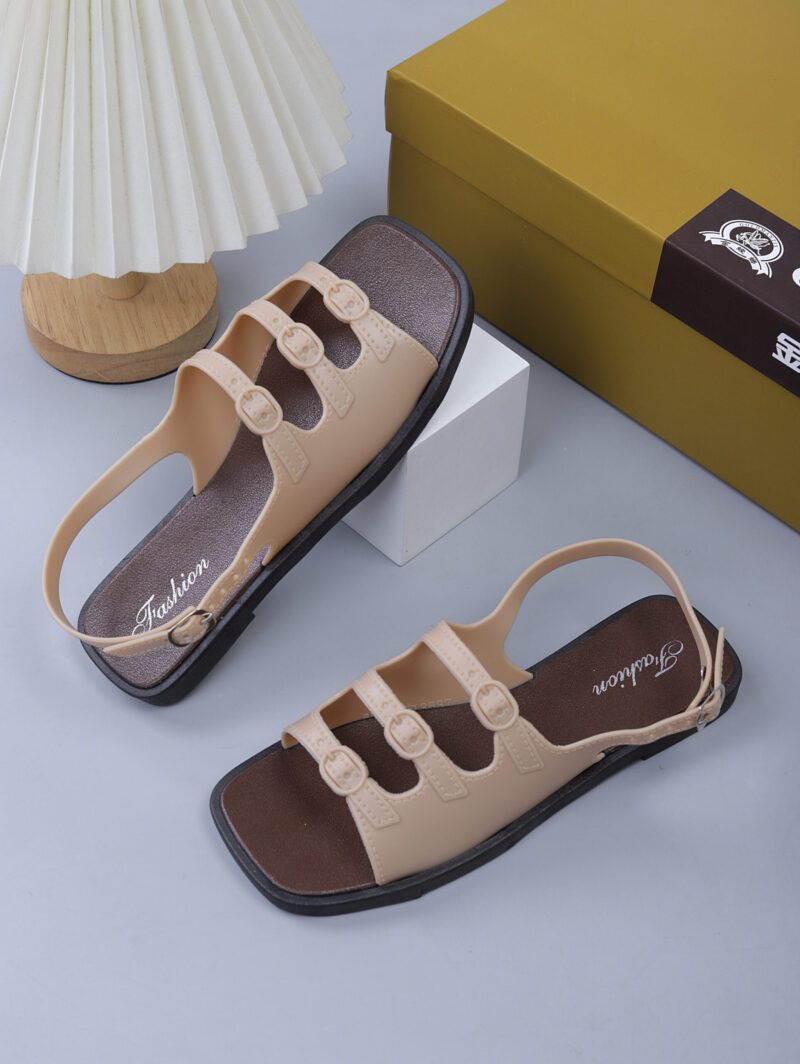 STOMPION CHOCOLATE DOUBLE BUCKLE FLATS - Image 6