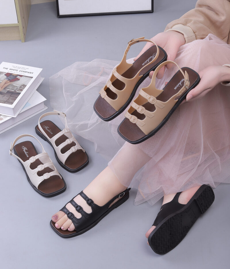STOMPION CHOCOLATE DOUBLE BUCKLE FLATS - Image 10