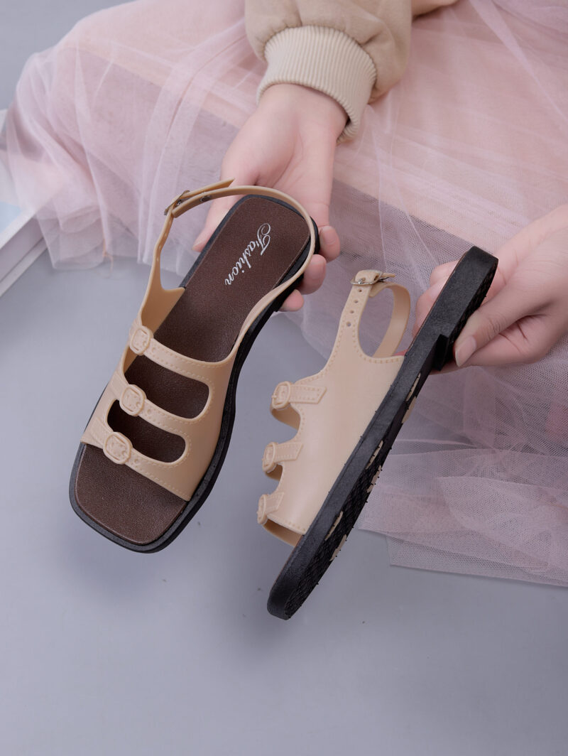 STOMPION CHOCOLATE DOUBLE BUCKLE FLATS - Image 9