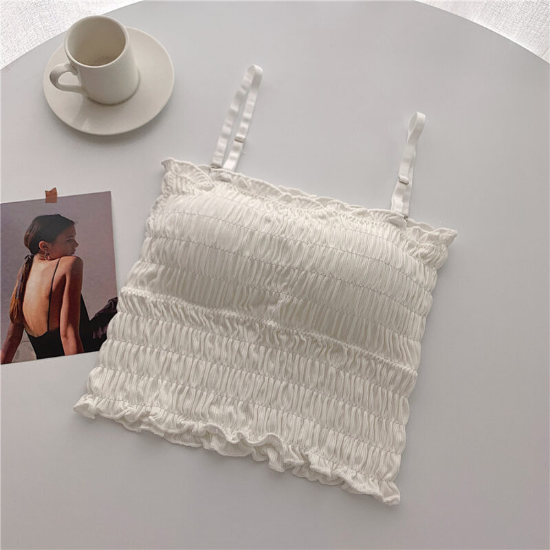 SILKEEN PADDED RUFFLE SPAGHETTI CROP TOP - Image 2