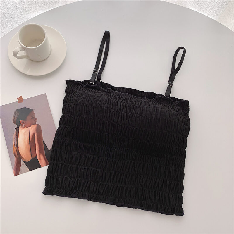 SILKEEN PADDED RUFFLE SPAGHETTI CROP TOP - Image 3