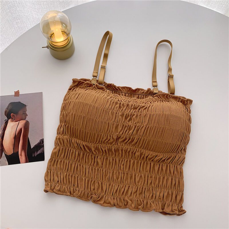 SILKEEN PADDED RUFFLE SPAGHETTI CROP TOP - Image 5