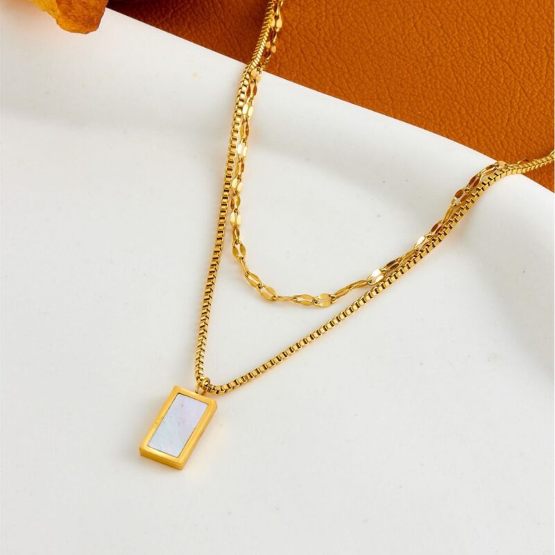 SWIRLUXE GOLD SQUARE LAYRED NECKLACE - Image 2