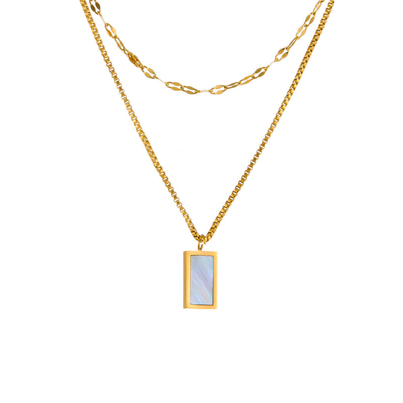 SWIRLUXE GOLD SQUARE LAYRED NECKLACE - Image 5