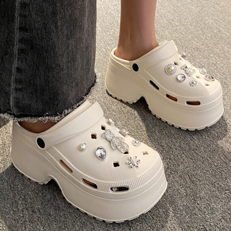 STOMPION SILEVER DIAMOND BRICK CLOGS - Image 8