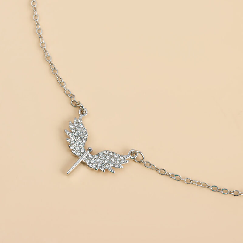 SWIRLUXE SILVER ANGEL WINGS NECKLACE - Image 4