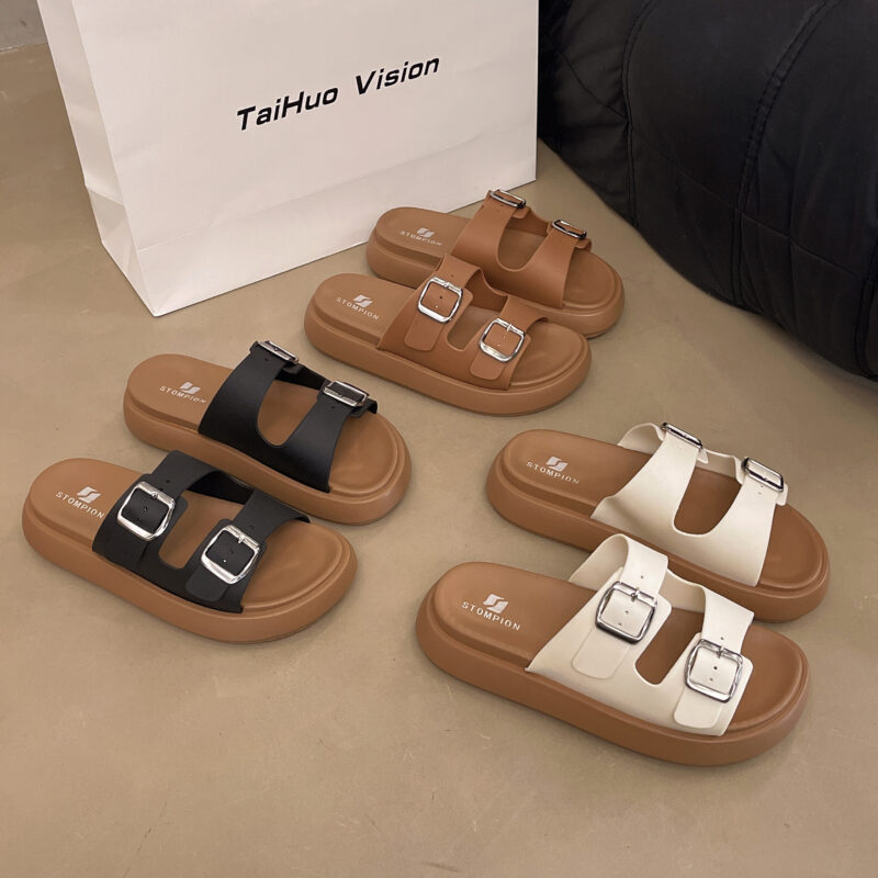 STOMPION DOUBLE BUCKLE MED PLATFORM SANDALS - Image 7
