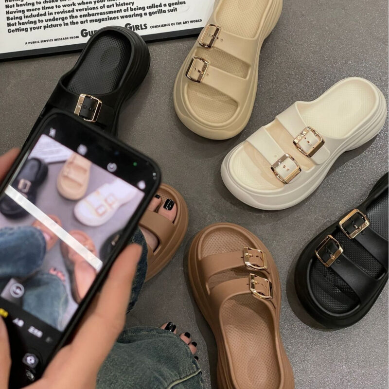 STOMPION DOUBLE BUCKLE HIGH PLATFORM SANDALS - Image 2