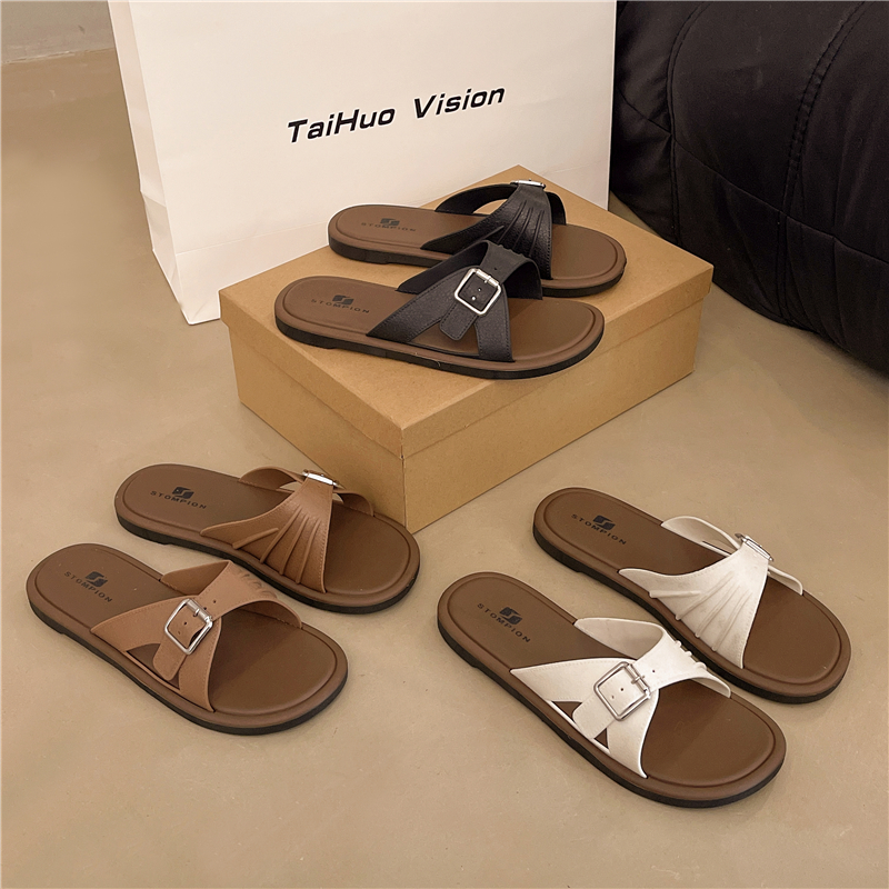 STOMPION FLAT SANDALS FOR WOMEN WITH BUCKLE CASUAL